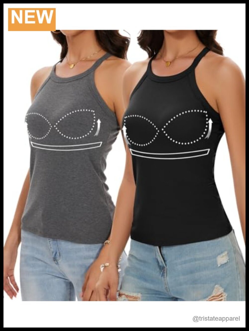 Ribbed Racerback Tank Top with Built in Bra Yoga Workout Top